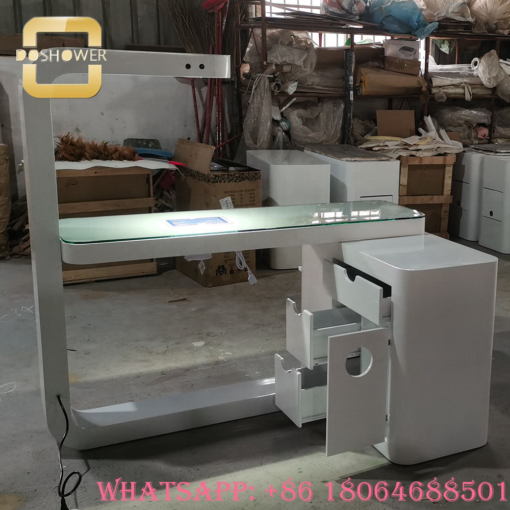 customized nail table dust collector with led light nail lamp manicure table supplier of set chair and table for nail spa