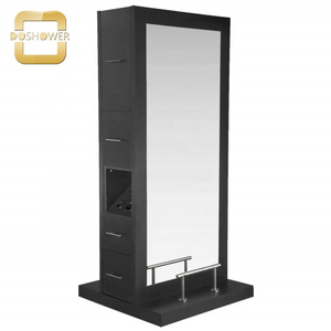 makeup salon station holders supplier with black powder coating of salon furniture mirror station for double sided salon station