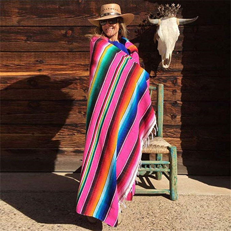 Sample Available animal embroidered poncho super soft sherpa mixed wool handwoven mexican blanket