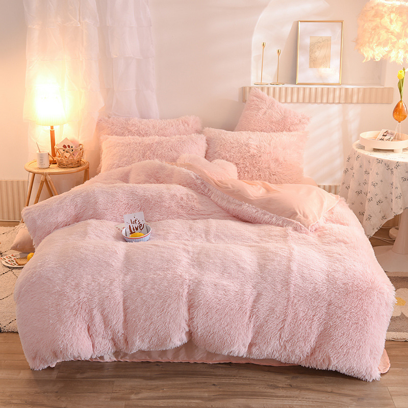 Dropshipping Plush Shaggy Duvet Cover Set Luxury Ultra Soft Crystal Velvet Bedding Sets 4 Pieces