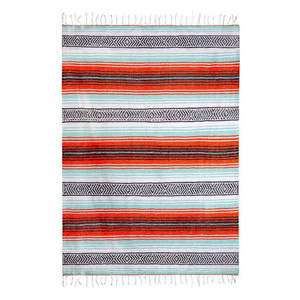 Hot Sell Customized Blankets Cotton Authentic Handwoven Cootn And Acrylic Mix Mexican Falsa Blanket For Sale