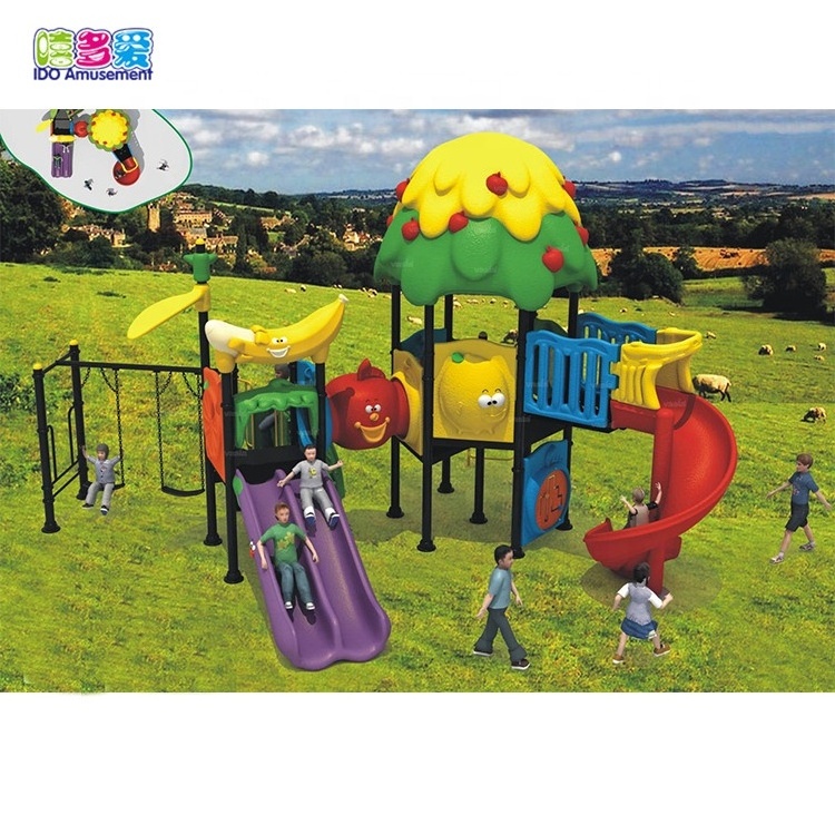 Double Theme Plastic Baby Kids Swing And Slide Play Set Playground Equipment