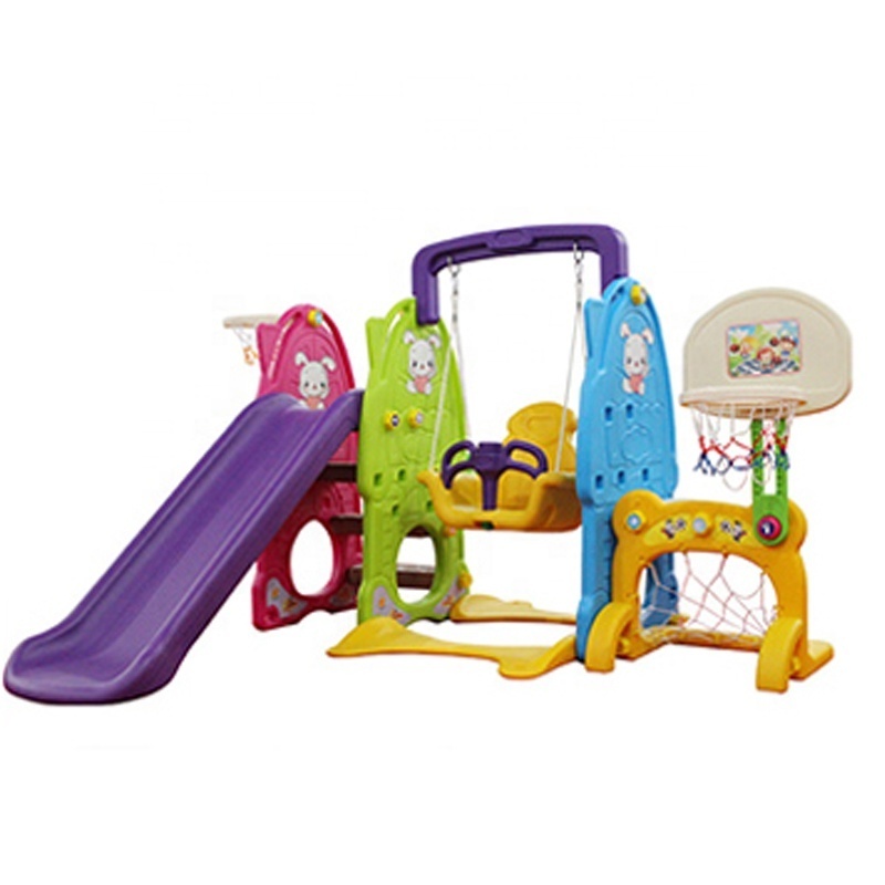 Funny children plastic playhouse indoor playground with slide swing