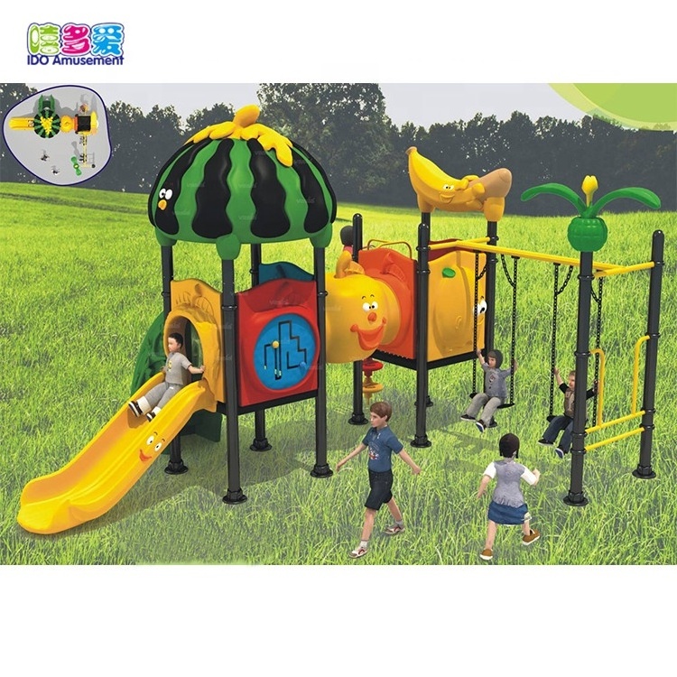 Double Theme Plastic Baby Kids Swing And Slide Play Set Playground Equipment