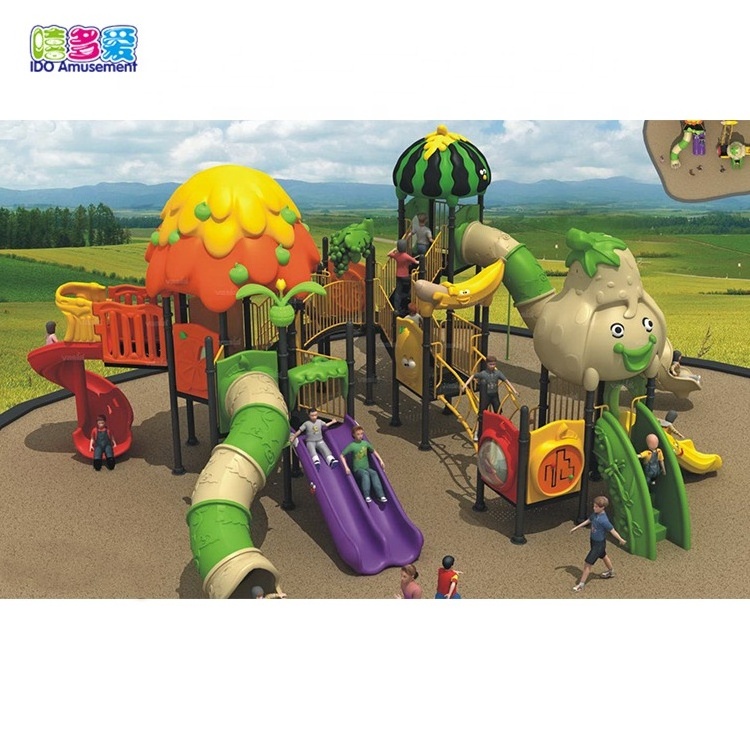 Double Theme Plastic Baby Kids Swing And Slide Play Set Playground Equipment