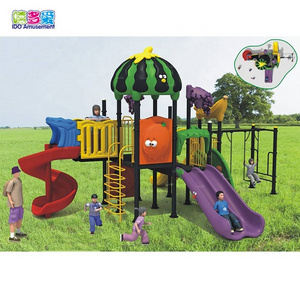 Double Theme Plastic Baby Kids Swing And Slide Play Set Playground Equipment