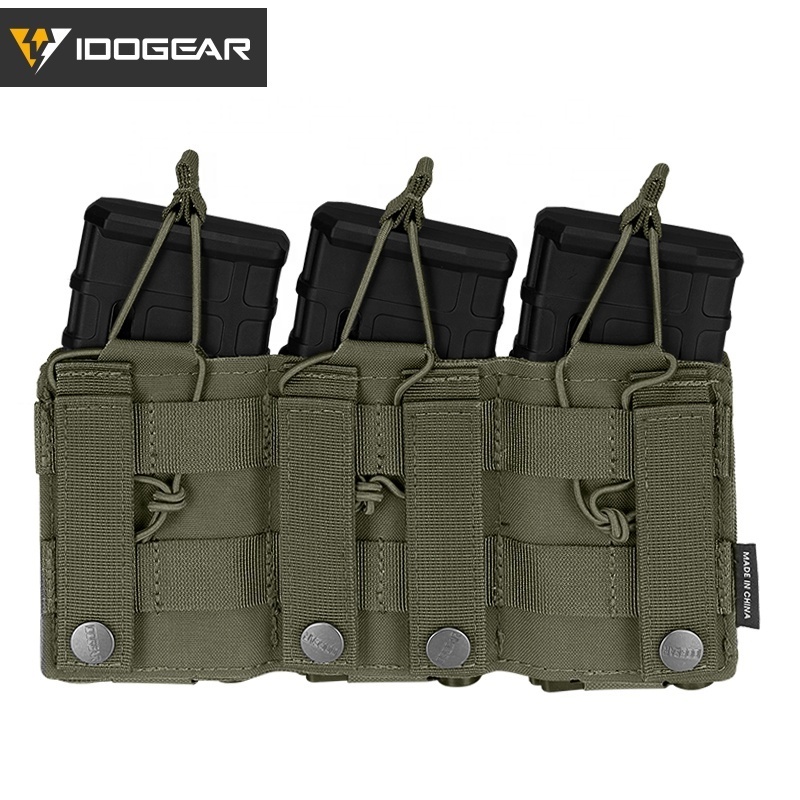 IDOGEAR 5.56mm & 9mm Triple Mag Pouch Elastic Tactical Open Top MOLLE Kangaroo Magazine Pouch for Tactical Vest