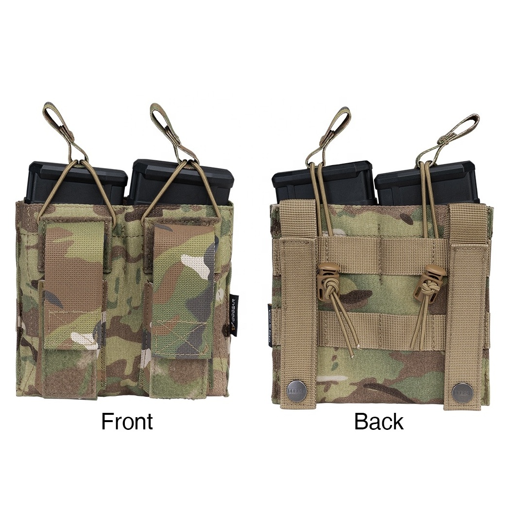 IDOGEAR 500D Nylon Double Stack Kangaroo Mag Pouch Tactical Molle Pouches Magazine Pouch for 5.56mm 9mm Mags