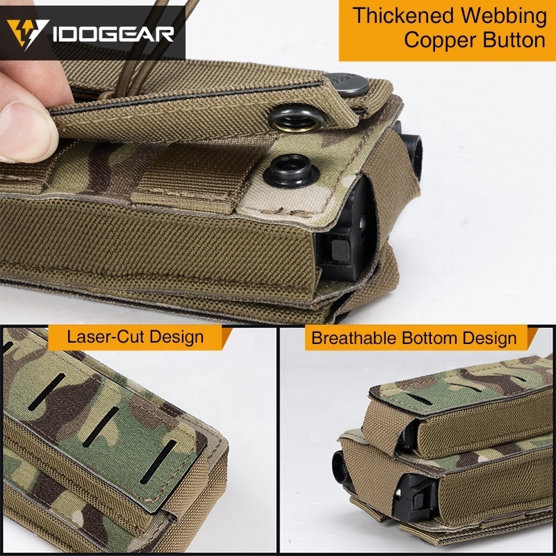 IDOGEAR  Kangaroo Magazine Pouch Elastic Tactical Open Top MOLLE Single Mag Pouches for for  5.56mm & 9mm Mags