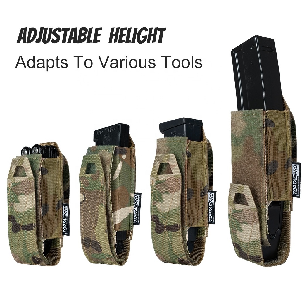 TOPTACPRO Tactical Laser Cutting Camo Magazine Carrier Pouch Single Mag Holster Single Magazine Pouch for 9mm