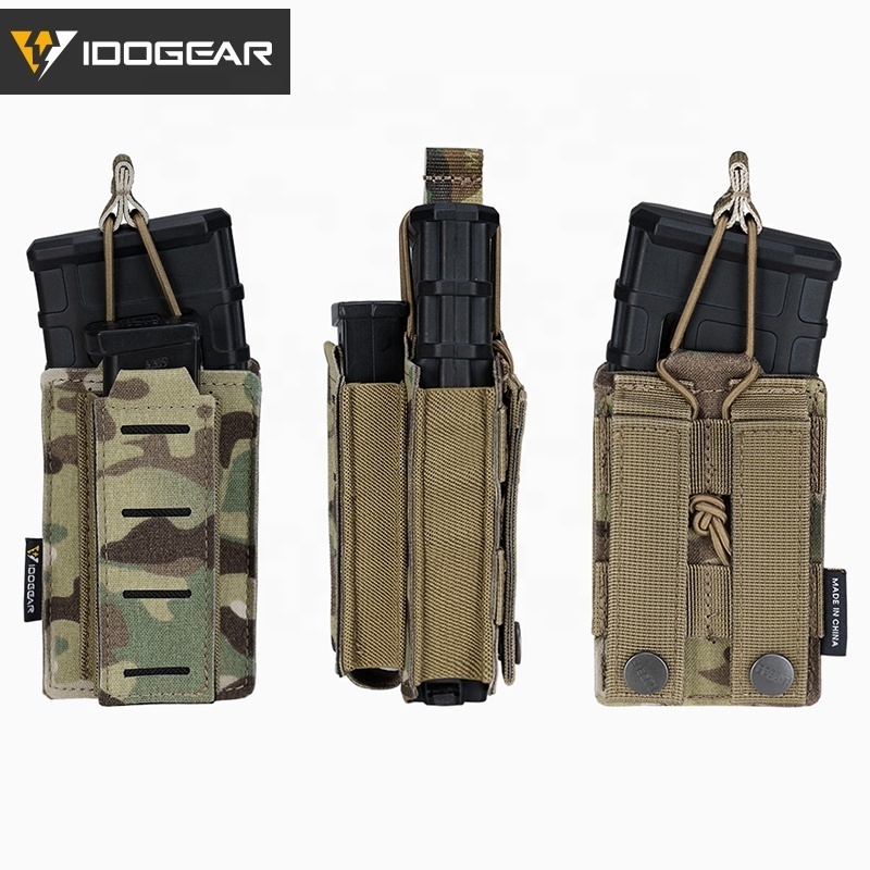 IDOGEAR  Kangaroo Magazine Pouch Elastic Tactical Open Top MOLLE Single Mag Pouches for for  5.56mm & 9mm Mags