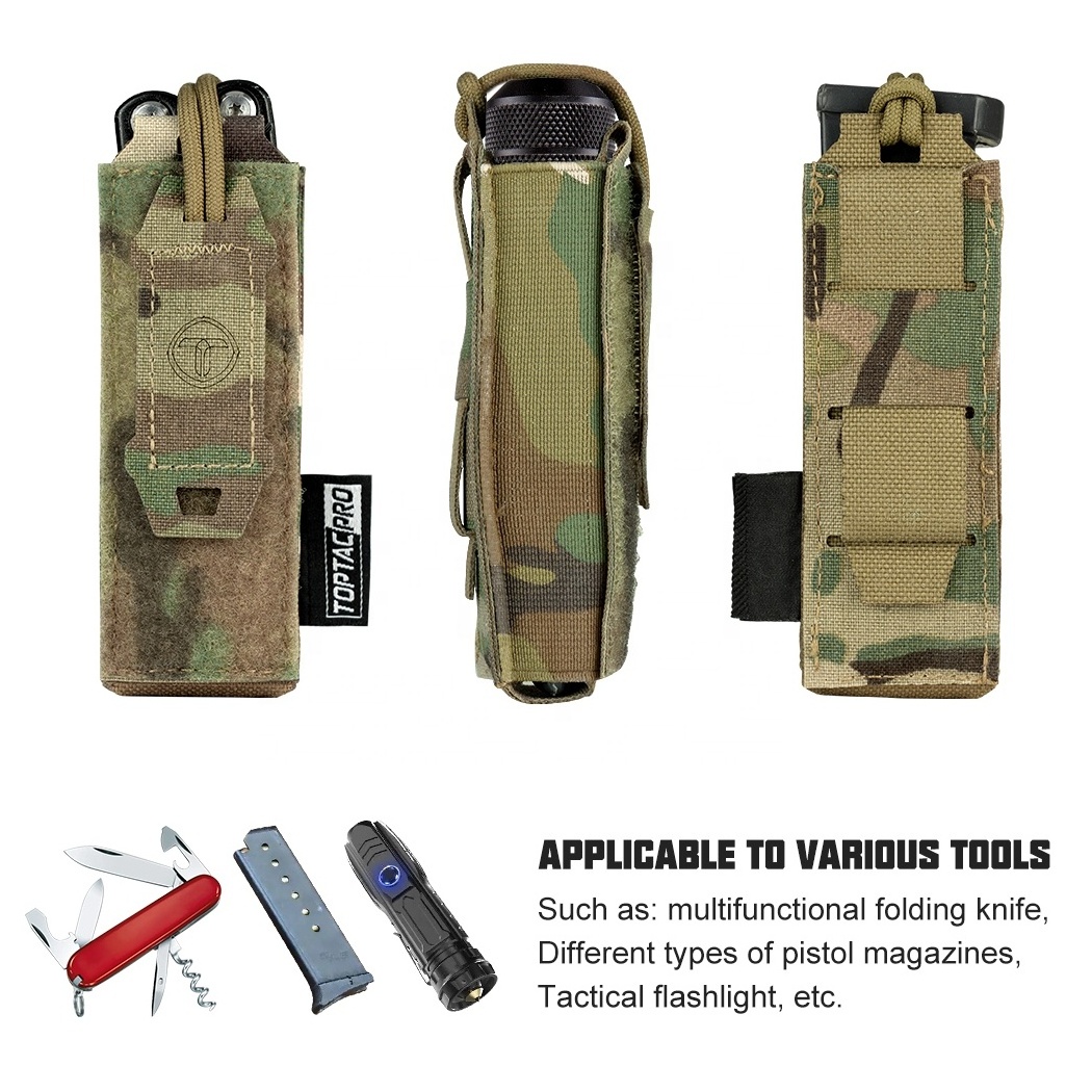 TOPTACPRO US Genuine CP Fabric Tactical 9mm Mag Pouch Knife Pouch MOLLE Tool Pouch with Hook Handle