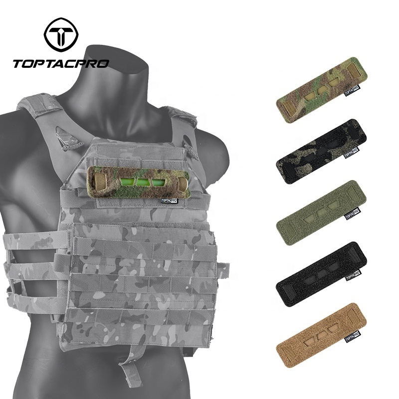 TOPTACPRO Hook and Loop Panel Tactical Chemlight Pen Holder Flashlight Battery Organizer Glow Stick Holder Pouch