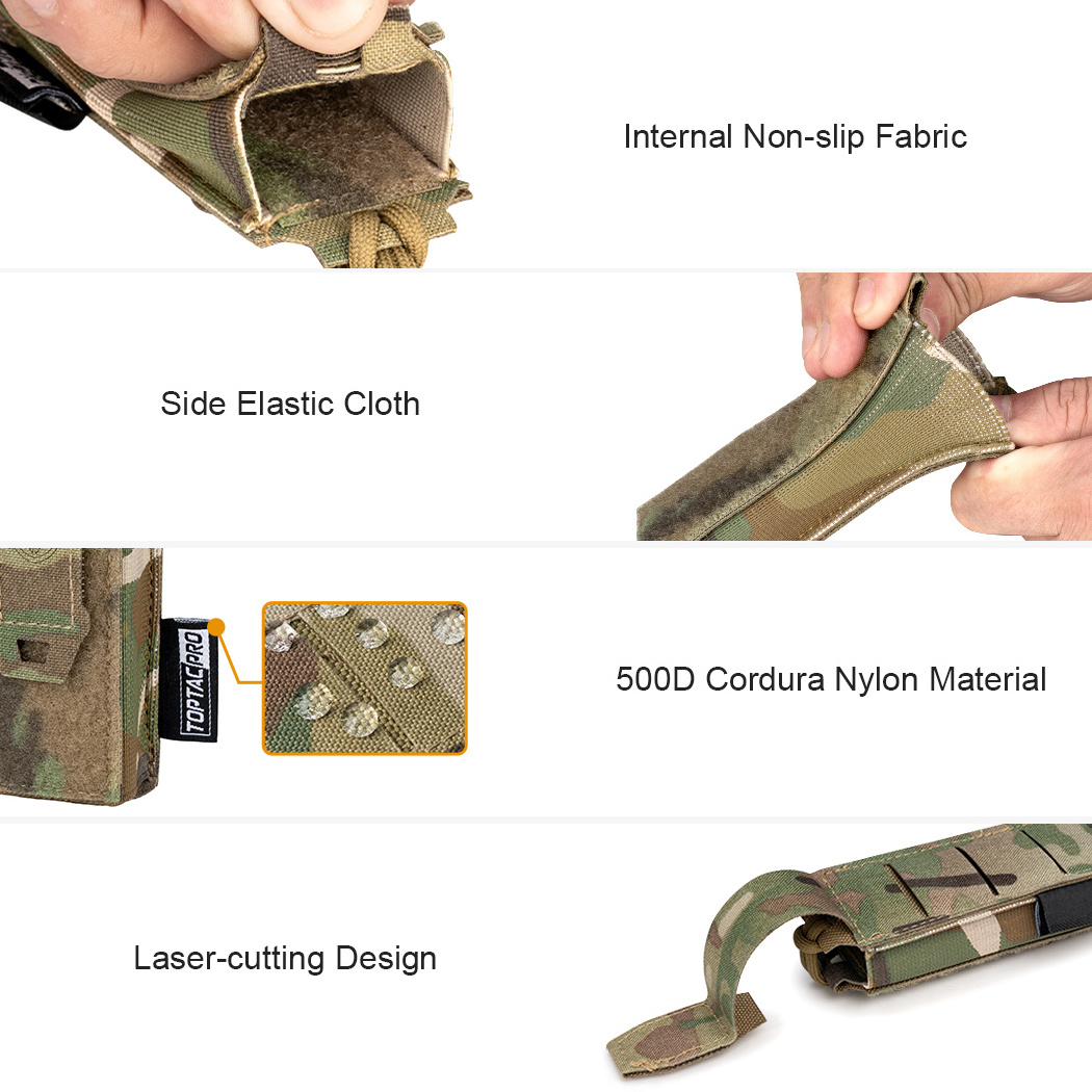 TOPTACPRO US Genuine CP Fabric Tactical 9mm Mag Pouch Knife Pouch MOLLE Tool Pouch with Hook Handle