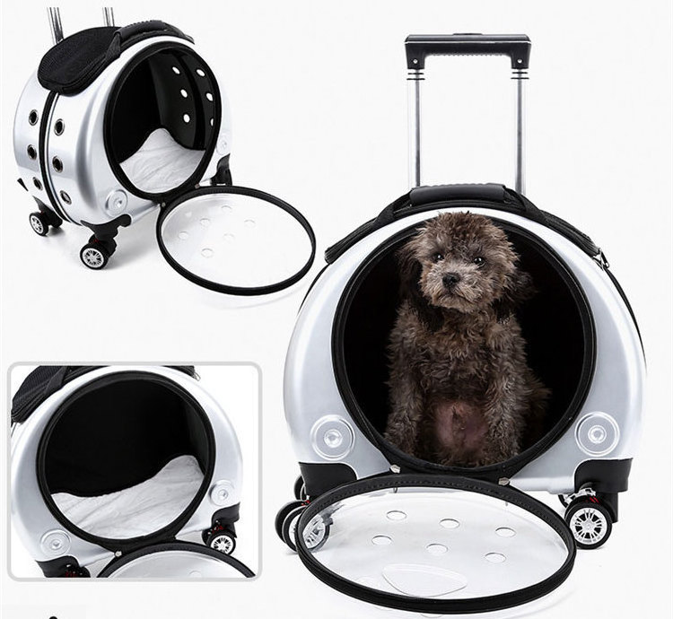 Big Volume Luxury Expandable Dog Cat Backpack Wheeled Trolley Pet Carrier For Detachable Trolley