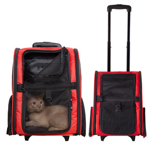 Pet Rolling Carrier Dog Backpack with Wheels Cats Puppies Travel Bag with Wheels Dog Trolley Airline Approved