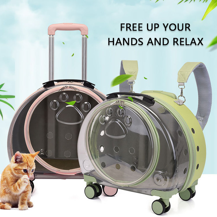 Wholesale Suitcase With Wheels Clear Pet Carrier Trolley Case Capsule Pet Outside Portable Backpack Dog Cat Carrier