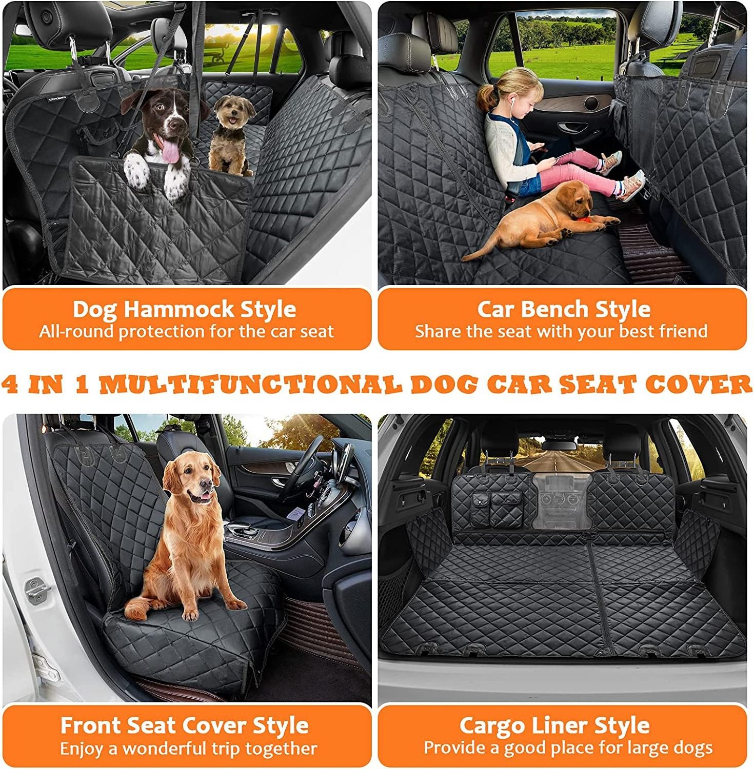 100% Waterproof Dog Car Seat Covers Scratch Proof Nonslip Pet Car Hammock Dog Car Bed Truck Seat Cover for Back Seat