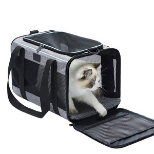 Airline Approved Collapsible Soft Sided Removable Mat Cat Dog Travel Pet Carriers for Pet Dog Backpack