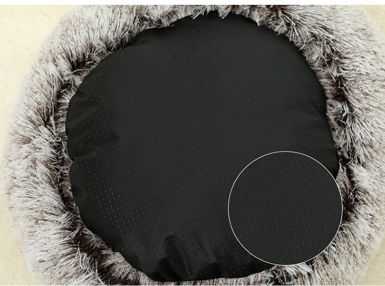 Dropshipping 60cm Plush Fluffy Warm Cozy Round Calming Dog Bed Luxury Washable Solid Donut Pet Bed Supplier for Cat