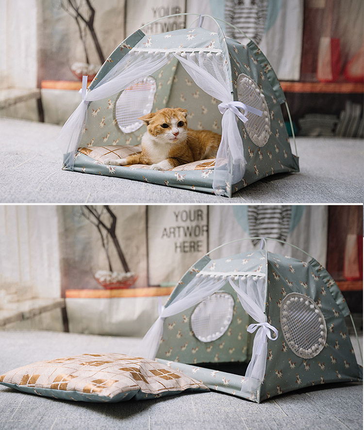 Korea Hot Summer Winter Pet Teepee Tent Foldable Cave Bed Dog Cat Tipi House Tents