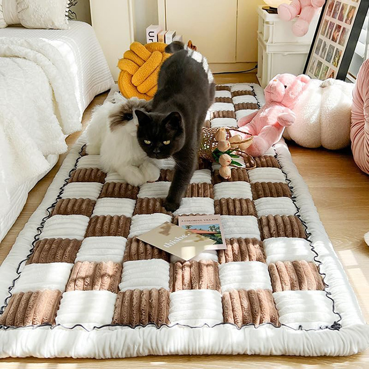 Funny Couch Magic Sofa Cover Cotton Protective Couch Cover Plaid Cream-Coloured Large Plaid Square Pet Mat Bed Couch Cover