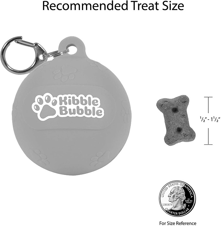 Portable silicone pet snack bag with hanging buckle cat food storage bag bubble dog treat pouch