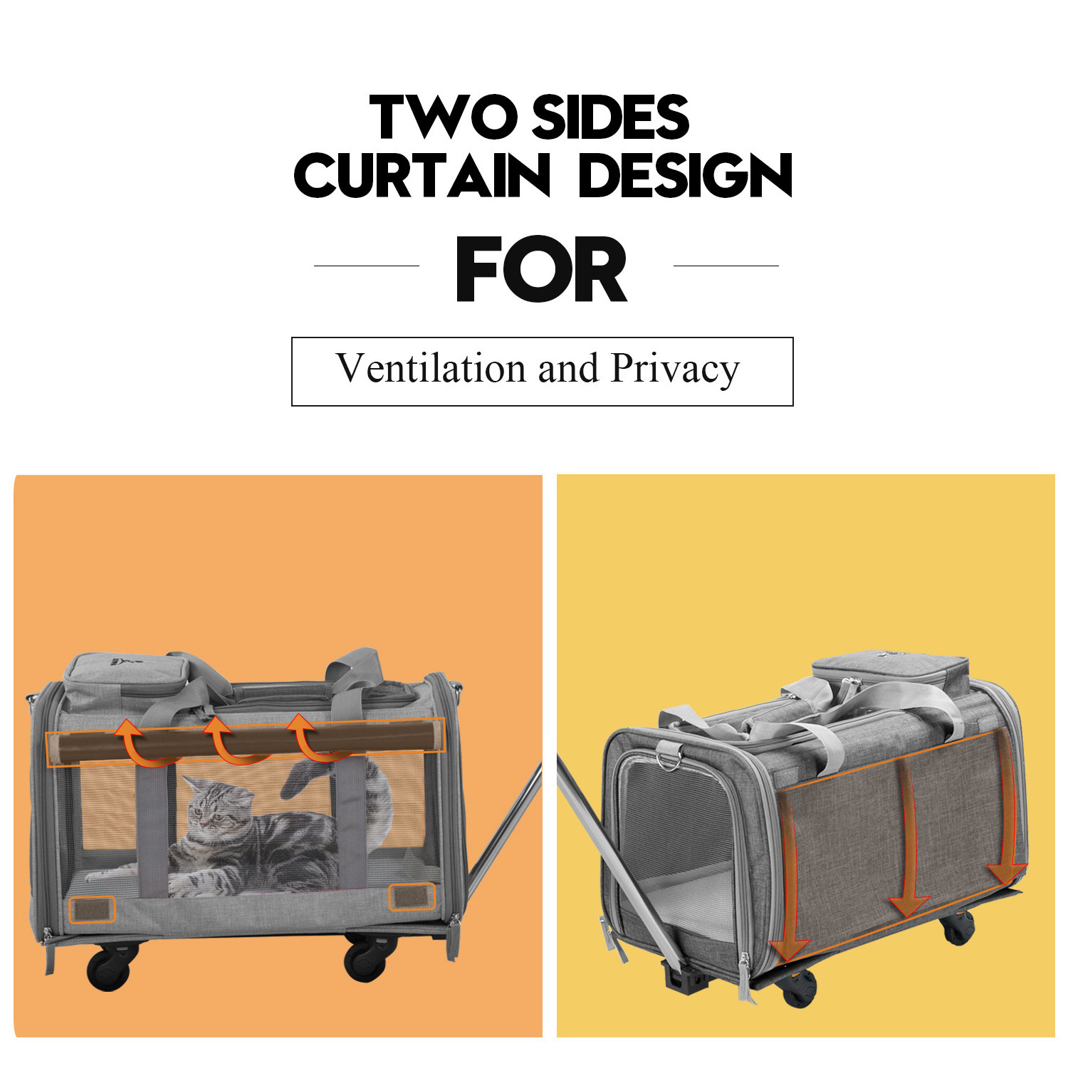 Outdoor travel pet trolley case Large capacity breathable pet cat and dog carrier Luggage Bag with Detachable wheels