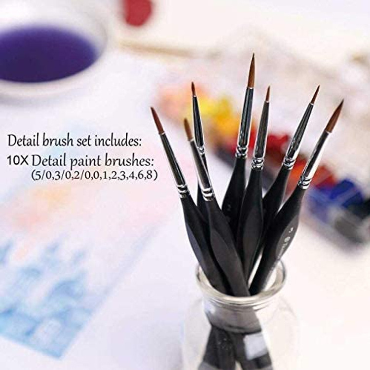 Wholesale 9 Pieces Mini Nylon Fine Detail Paint Brush Miniature Painting Brushes Kit for Acrylic Watercolor