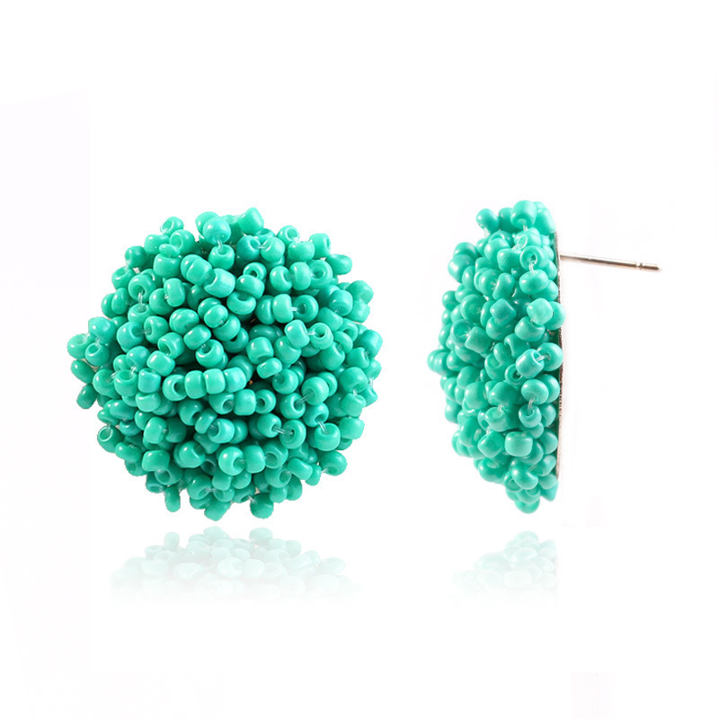 Bohemian Handmade Solid Color Seed Bead Ball Earrings Seed Bead Stud Earrings