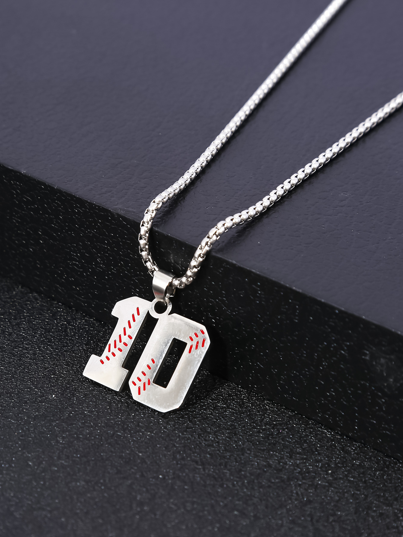 High Quality Stainless Steel Baseball Number Pendant Necklace Number 0 Charm Necklace For Women Men Sport Jewelry