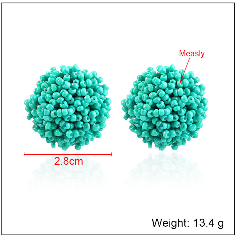 Bohemian Handmade Solid Color Seed Bead Ball Earrings Seed Bead Stud Earrings