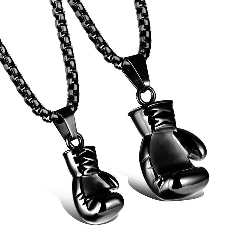 Men's Punk Triple Colors Available Boxing Pendant Necklace Titanium Steel Fist Set Pendant Chain Necklace