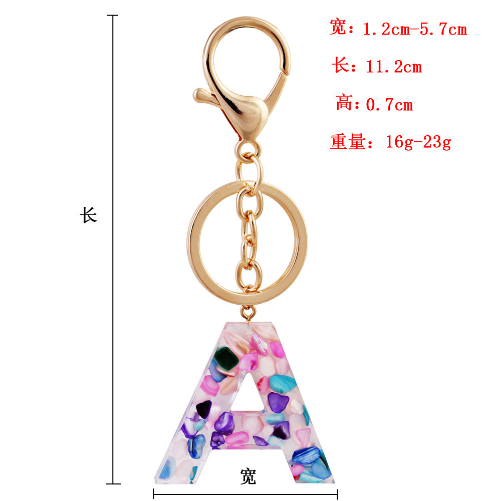 Fashion Creative Colorful Resin Acrylic A-Z 26 Initial Letter Keyrings Acrylic Letter Keychain