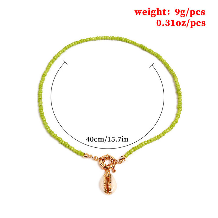 Colorful Seed Beads Alloy Gold Shell Choker Necklace Fashion Trendy Gold Bohemian Summer Cowrie Shell Necklace for Women