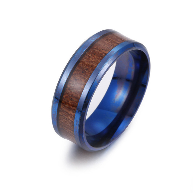 Hawaiian Men's Leak Wood Inlay Tungsten Wedding Band Ring Custom Stainless Steel Wood Rings For Men