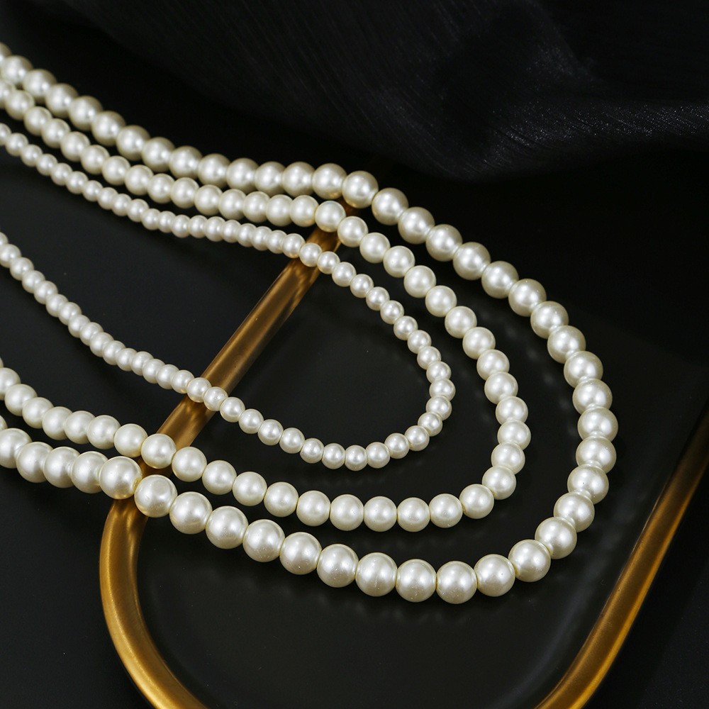 Hip Hops Punk 6mm/8mm/10mm ABS Pearl Beaded Necklace European Pearl Necklace For Men Jewelry