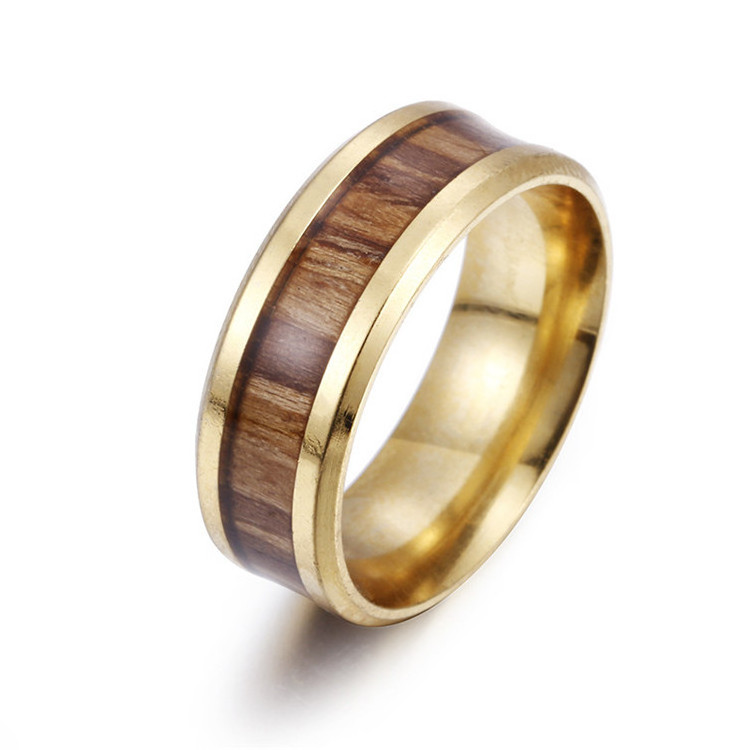 Hawaiian Men's Leak Wood Inlay Tungsten Wedding Band Ring Custom Stainless Steel Wood Rings For Men