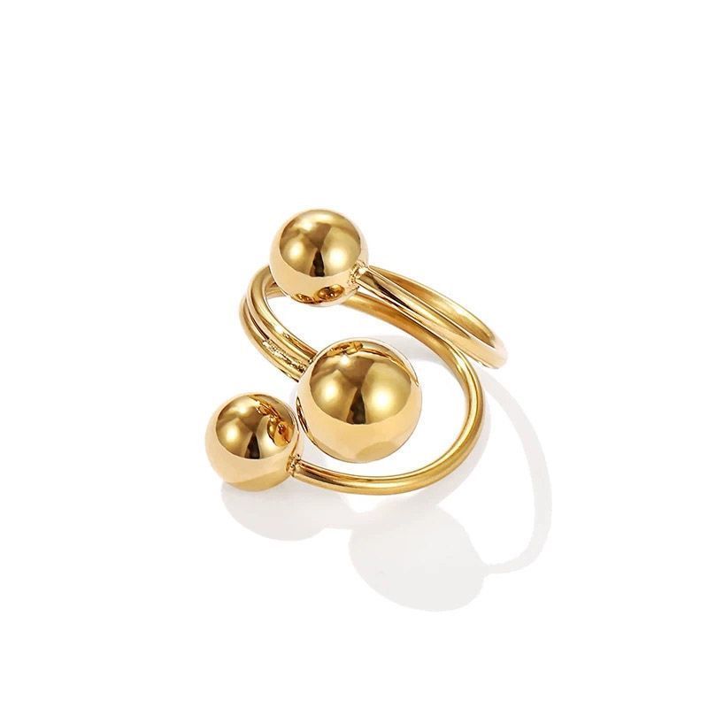 2022 Newest Minimalist Jewelry 18k Gold Plated Geometric Knuckle Rings Dainty Creative Gold Ball Bead Cluster Rings