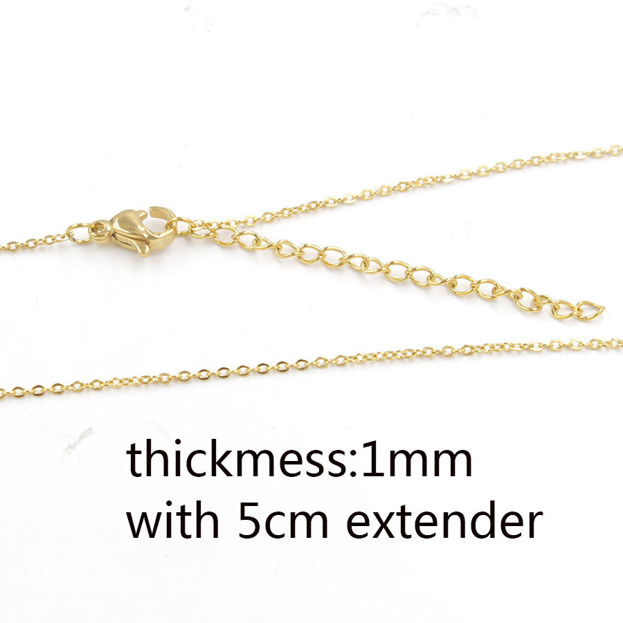 Custom Size 40CM 45CM 50CM 60CM Long Cable Chains Necklace 1MM 1.5MM 2MM Stainless Steel Necklace Chain With Lobster Clasp