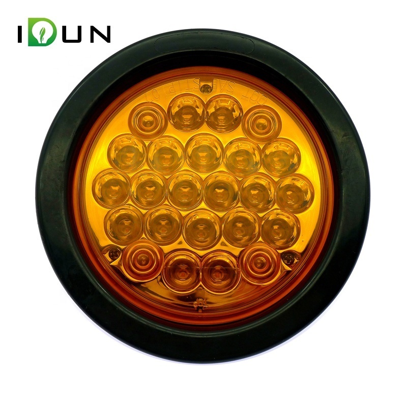 12v 24v Amber 4 Inch Round 24 Piranha LED Truck Trailer RV Boat Turn Tail Lights Turn signal lights Warning Lamp