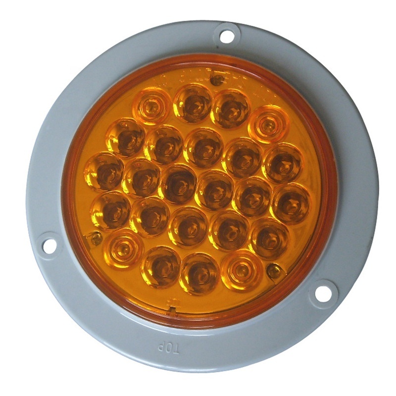 12v 24v Amber 4 Inch Round 24 Piranha LED Truck Trailer RV Boat Turn Tail Lights Turn signal lights Warning Lamp