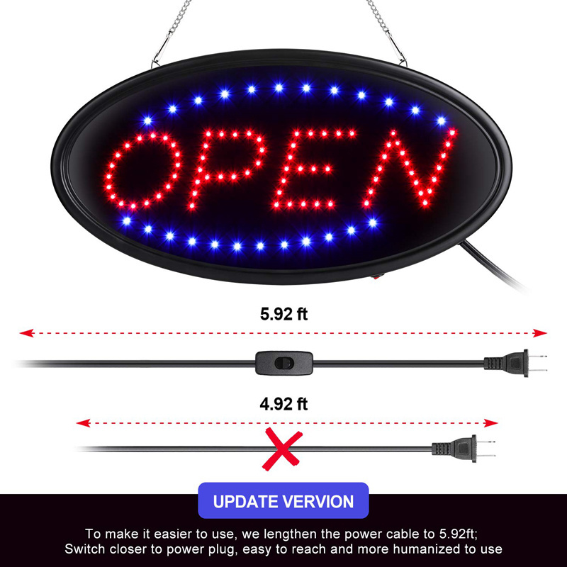 Custom Led Open Sign Neon Light Two Modes Flashing Stead Business Letter Logo Shop Board Advertising Smart Open Closed Sign