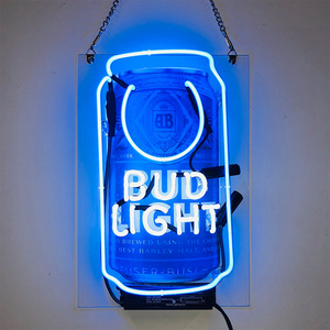 Wall-mounted Custom Glass Neon Signs colorful Flexible line Bud Light letters for decoration