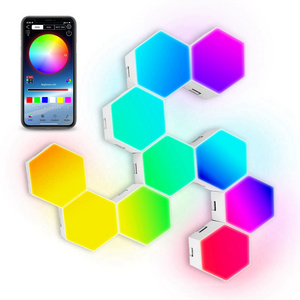 OEM Quantum LED Hexagon Light APP Touch Sensor RGB Wall Lamp Motif Honeycomb Home Lighting Modular Night Light For Bedroom