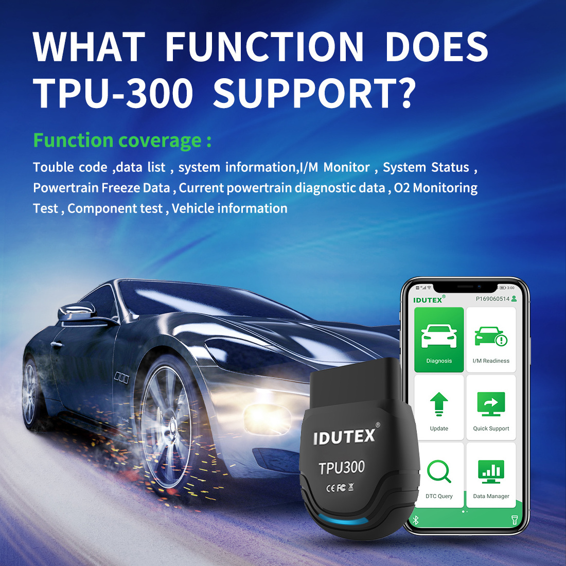 Idutex TPU-300 obd2 scanner for car diagnostic tool engine analyzer for gasoline and diesel automotive