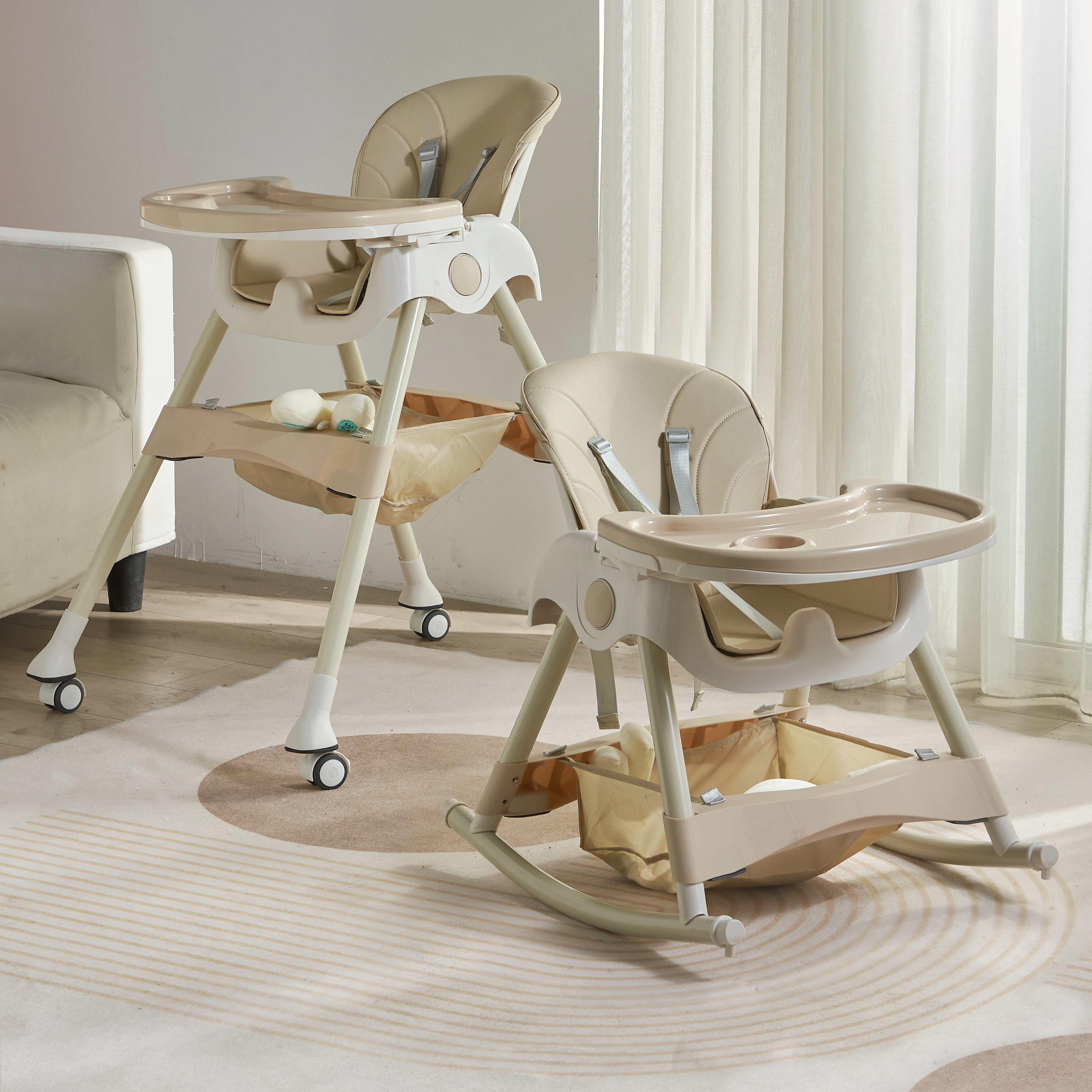 Ieasy Multifunctional Compact Folding High Chair from Birth to Toddler Recliner and High Chair