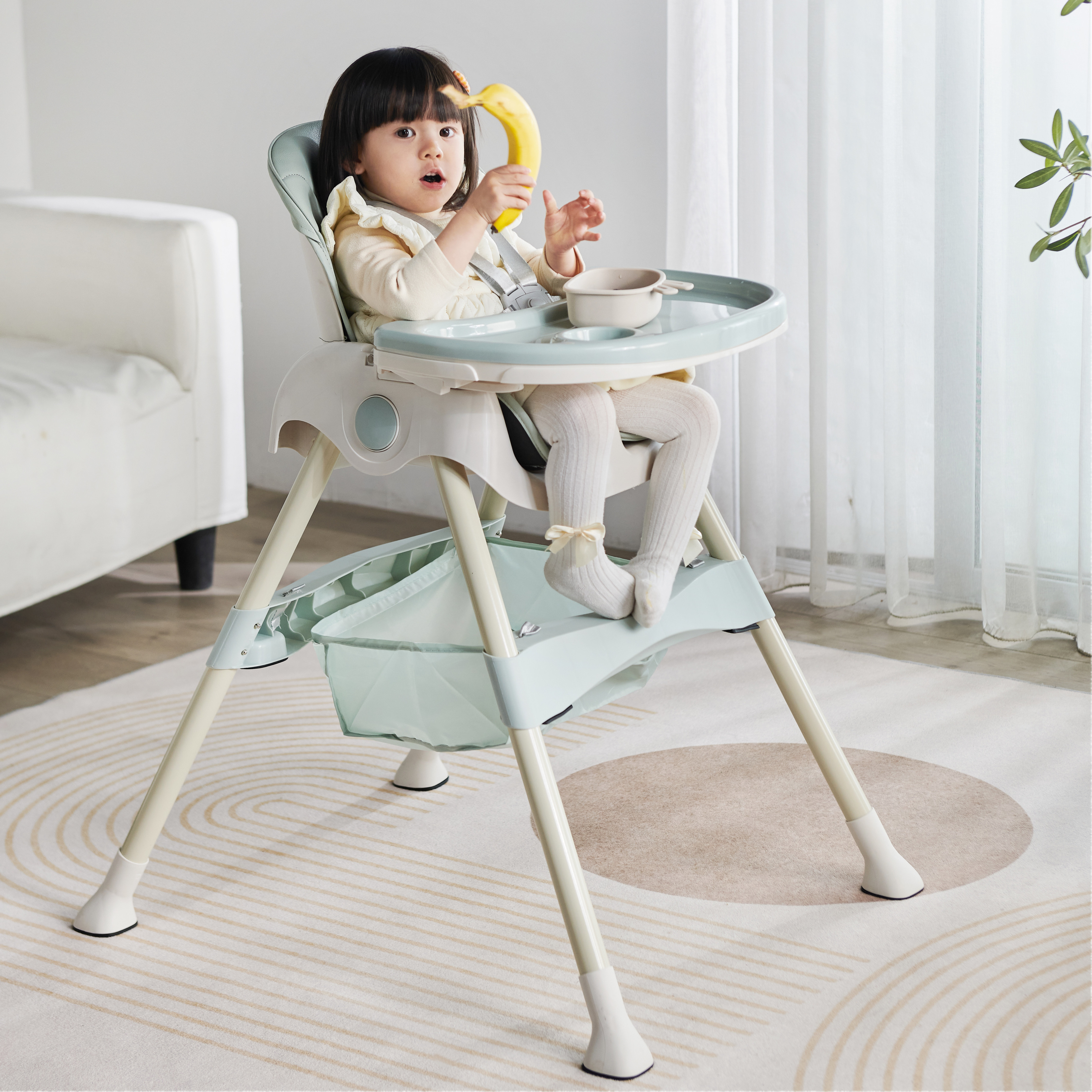 Ieasy Multifunctional Compact Folding High Chair from Birth to Toddler Recliner and High Chair