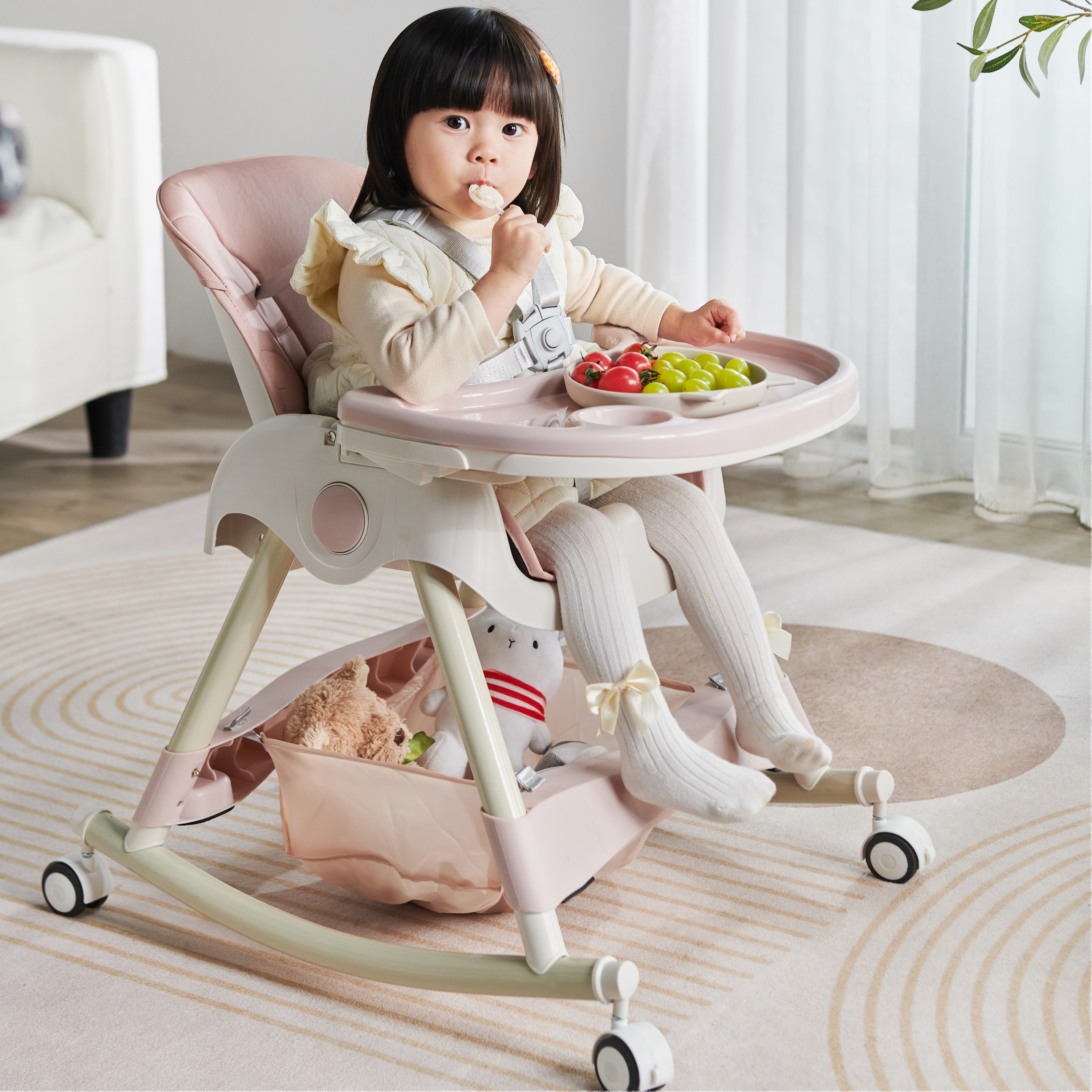 Ieasy Multifunctional Compact Folding High Chair from Birth to Toddler Recliner and High Chair