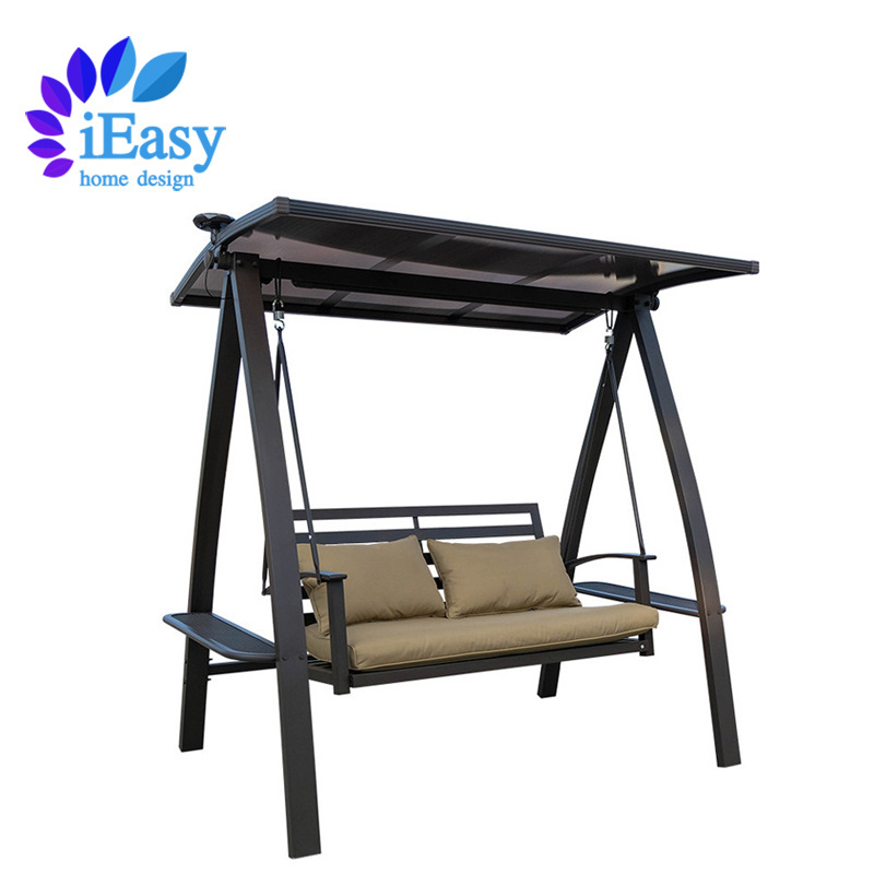 iEasy hot sale solar energy courtyard leisure garden patio swing outdoor patio swing outdoor swing chair with seat cushion